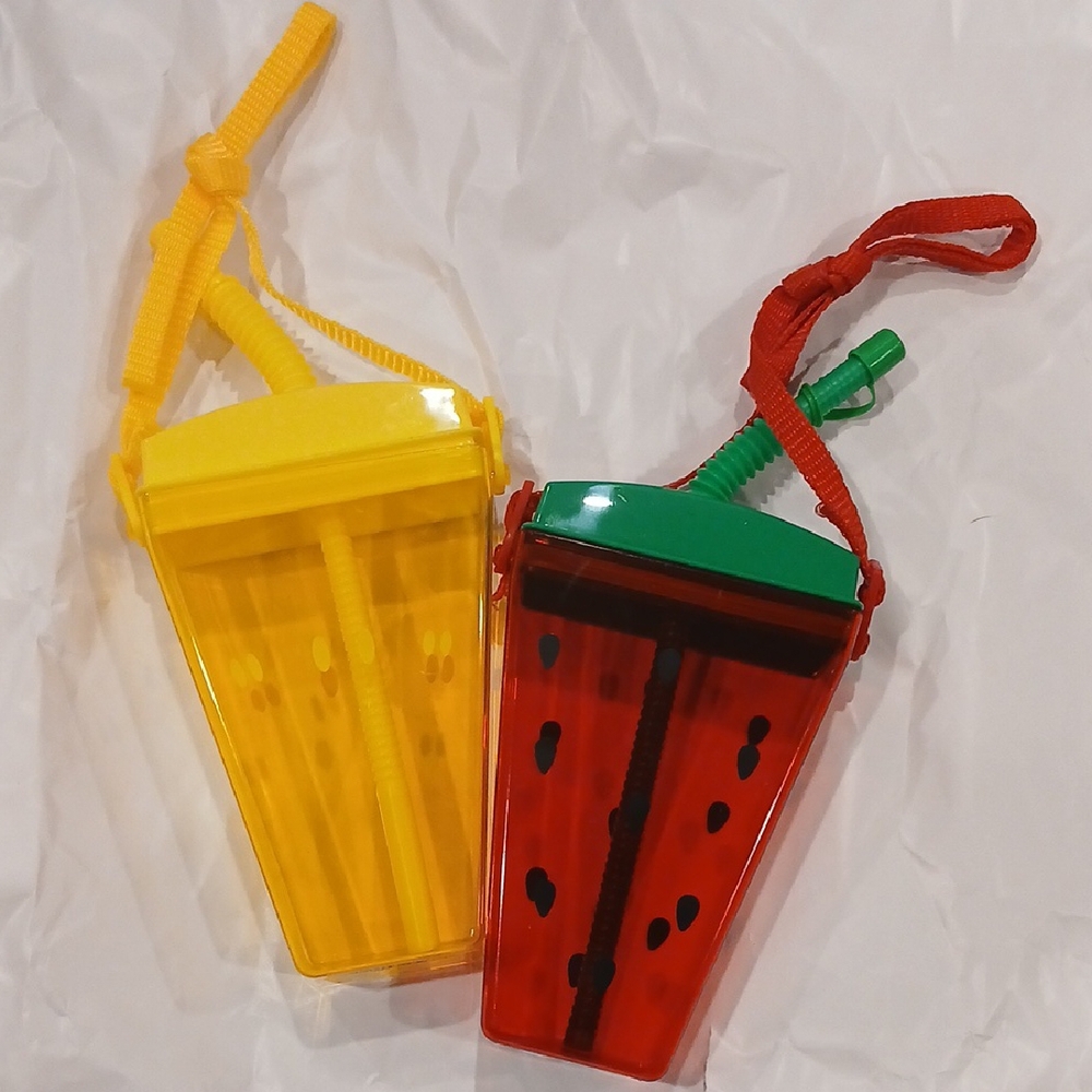 Yellow and Red Fruit-Shaped Drink Pouches